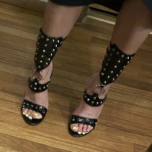 Black Studded Women's Sandals